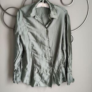 Zara silky rough edge diagonal top